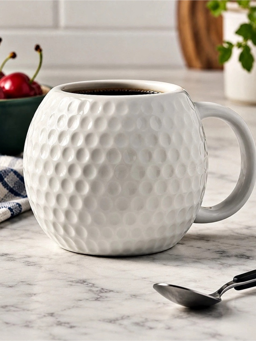 Anthropologie Golf Ball Porcelain Mug 20 oz White Golfer Gift NIB
